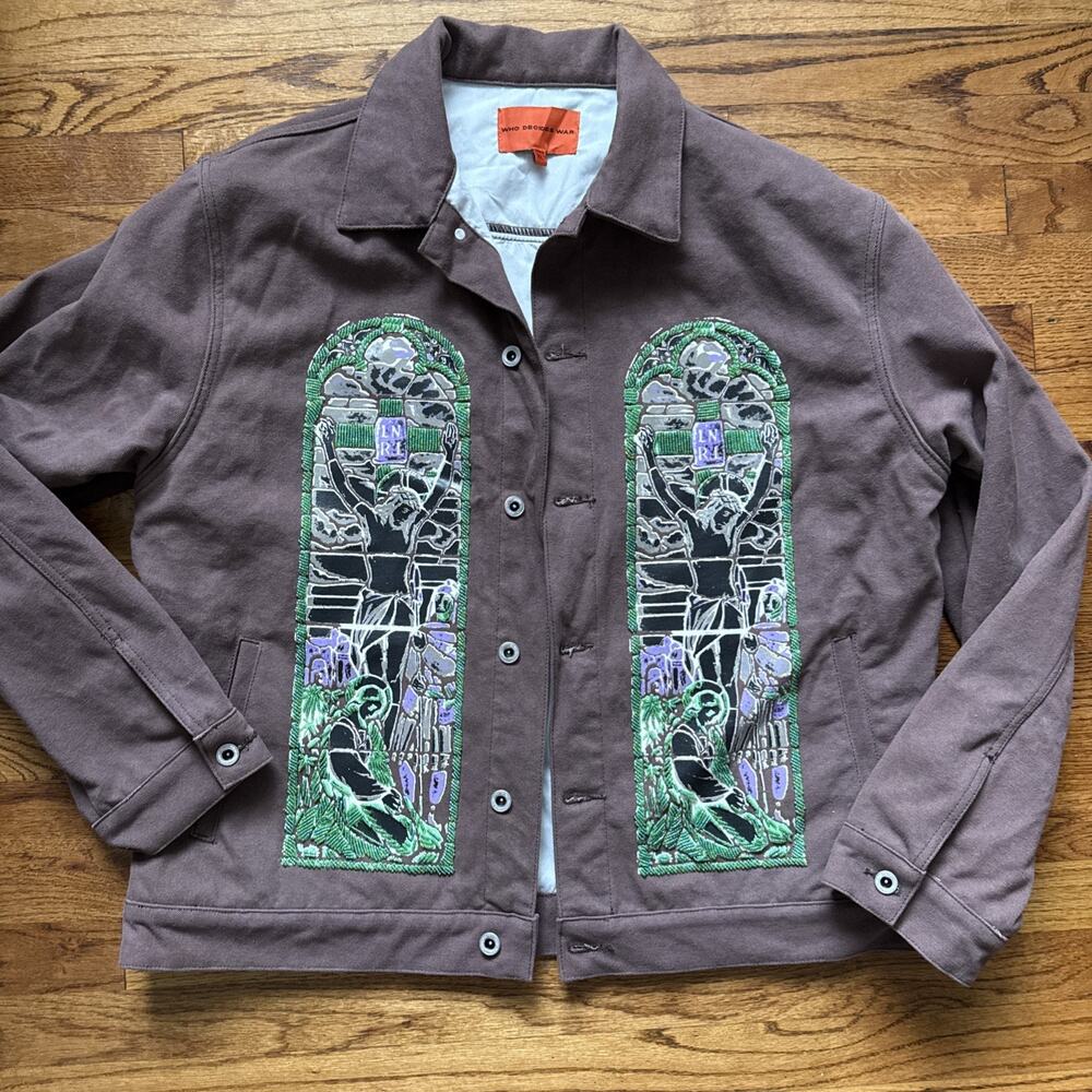 Who Decides War Graphic Print Denim Jacket Size XL